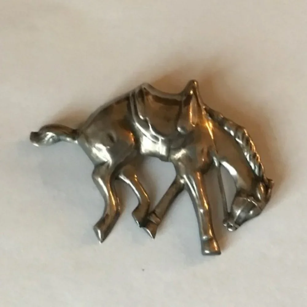 Vintage STERLING SILVER Bucking Horse Pin/Broach Western/Cowgirl